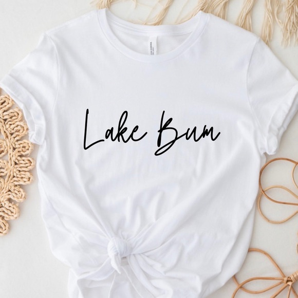 Lake Bum Crew Neck Short Sleeve Tee Shirt Lake Lover Vacation Shirt - Picture 6 of 8